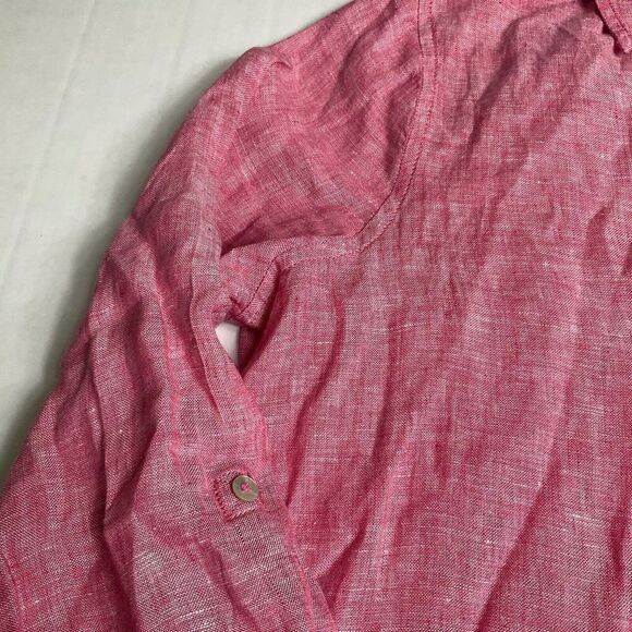 C&C California Linen Button Down Shirt Pink Long Sleeve Boyfriend Fit Top SMALL - Picture 5 of 10